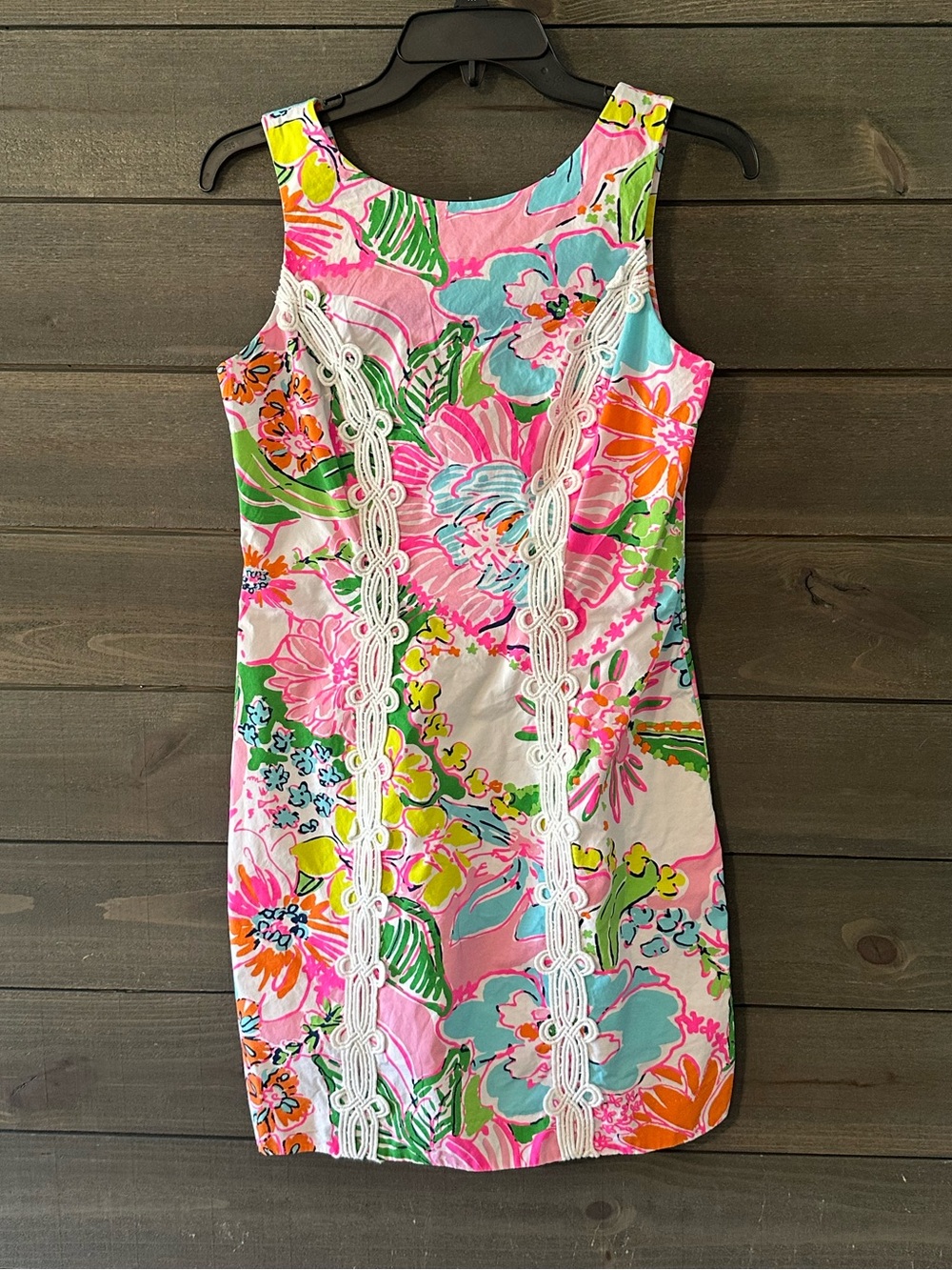 LILLY PULITZER Floral Lace-Trim Sleeveless Women's Dress in Multi Pink